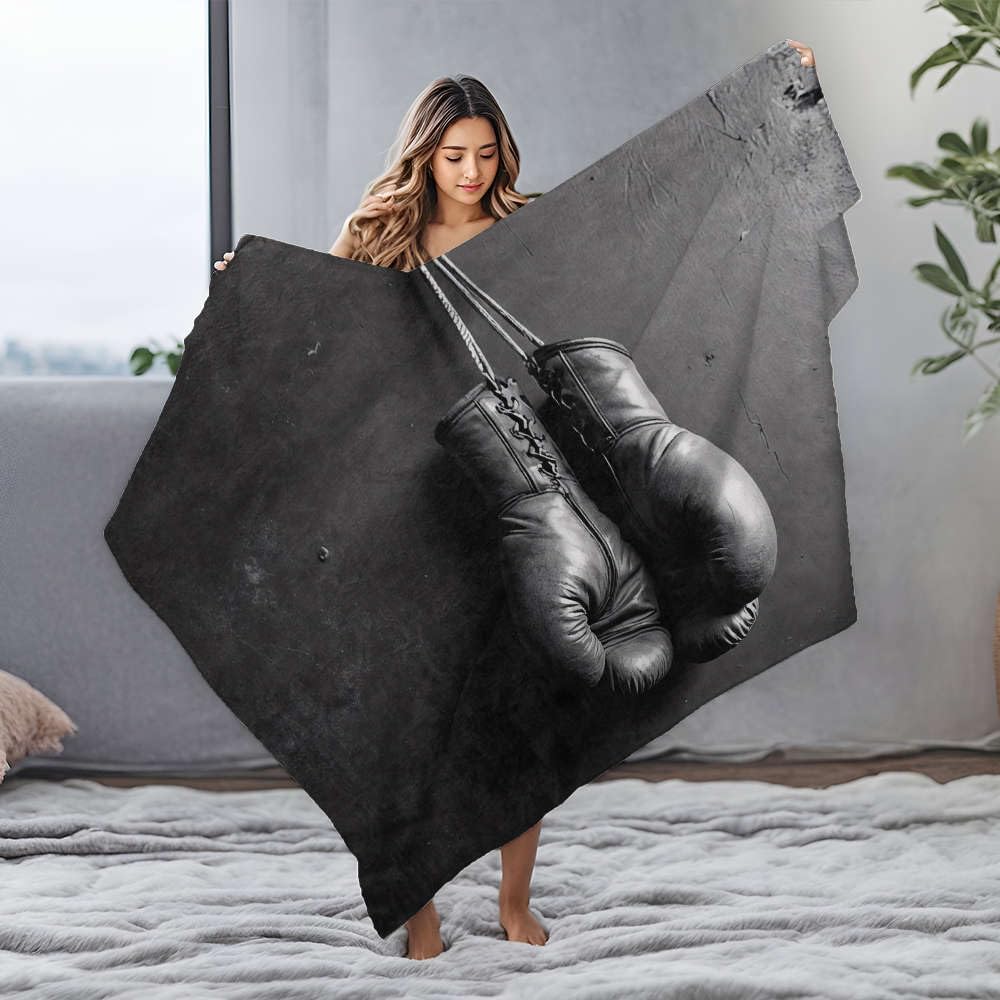 Couverture bébé flanelle 150x200cm plaid lit gants de boxe suspendus
