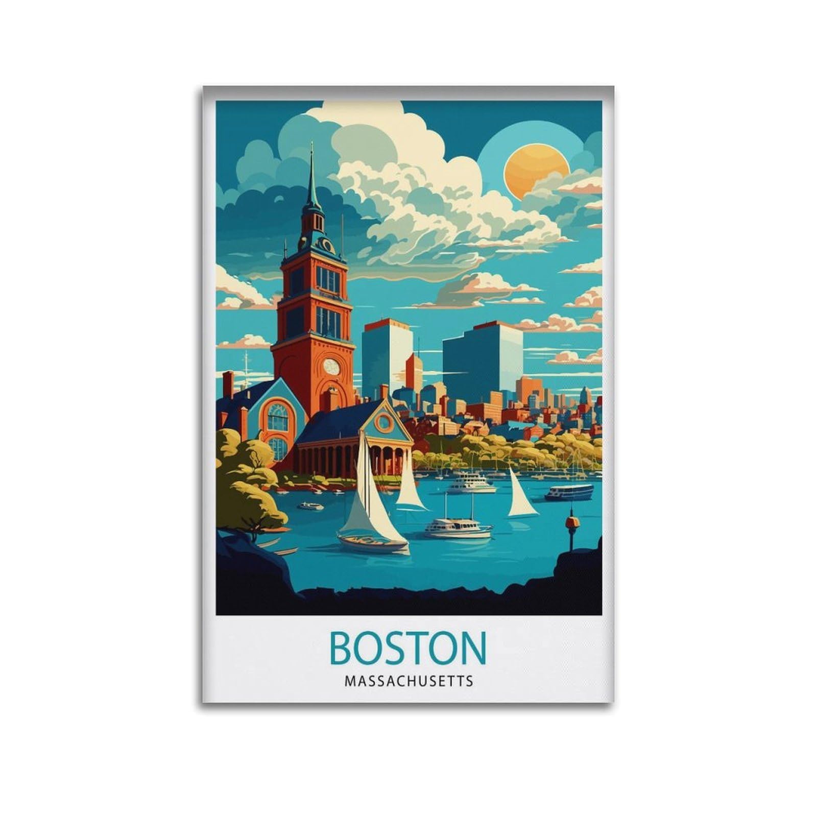 xiaoxiaoshen Boston Travel Cityscape Massachusetts Gift for USA Home_3 Canvas Poster Wall Art Prints Room Aesthetic Murals Bedroom And Living Decorations 08x12inch(20x30cm)