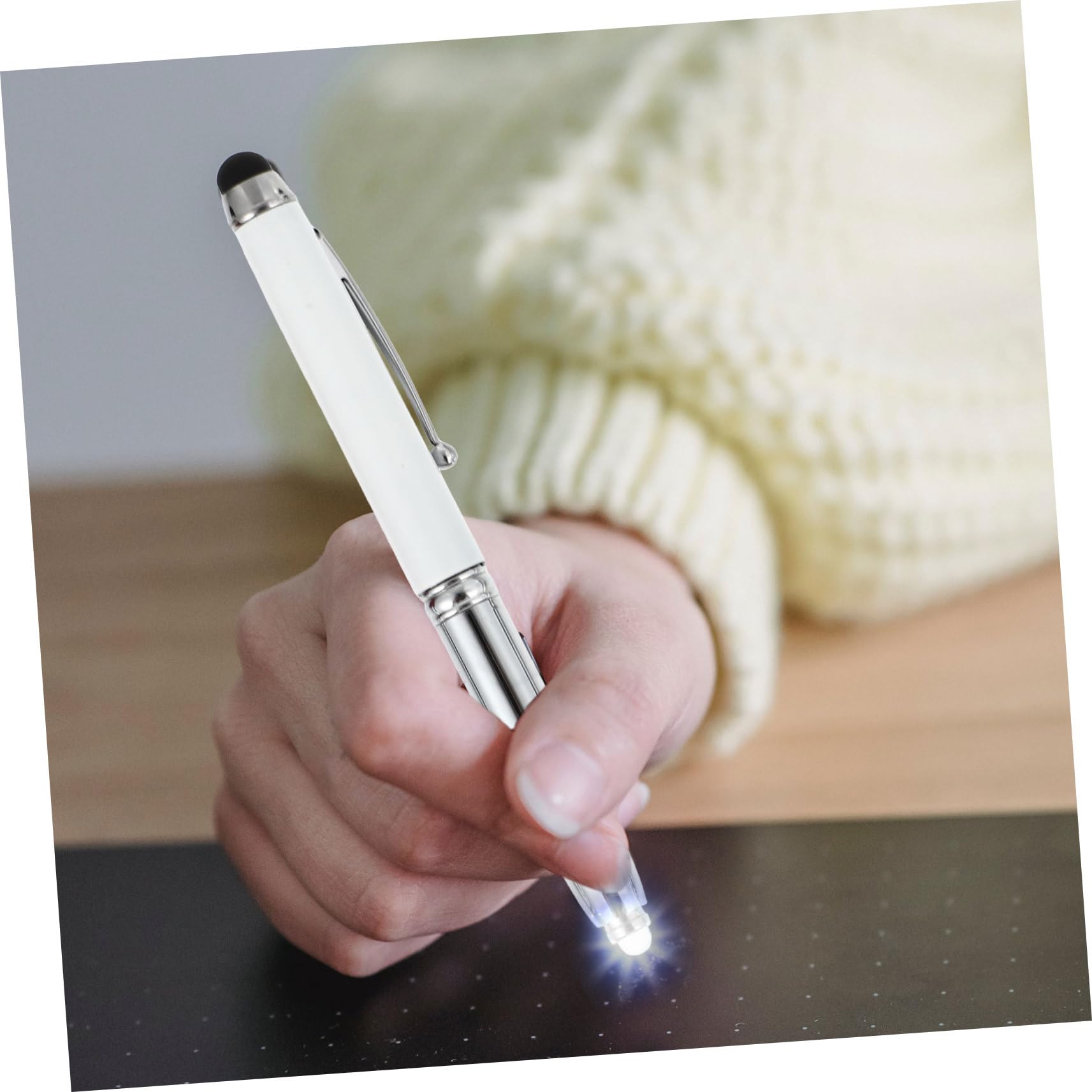 Stylus Pencil Touch Screen Nero 10 Pezzi con Luce LED | Acciaio Plastico, Punta Liscia, per Office e Inverno, Decorazioni Scuola