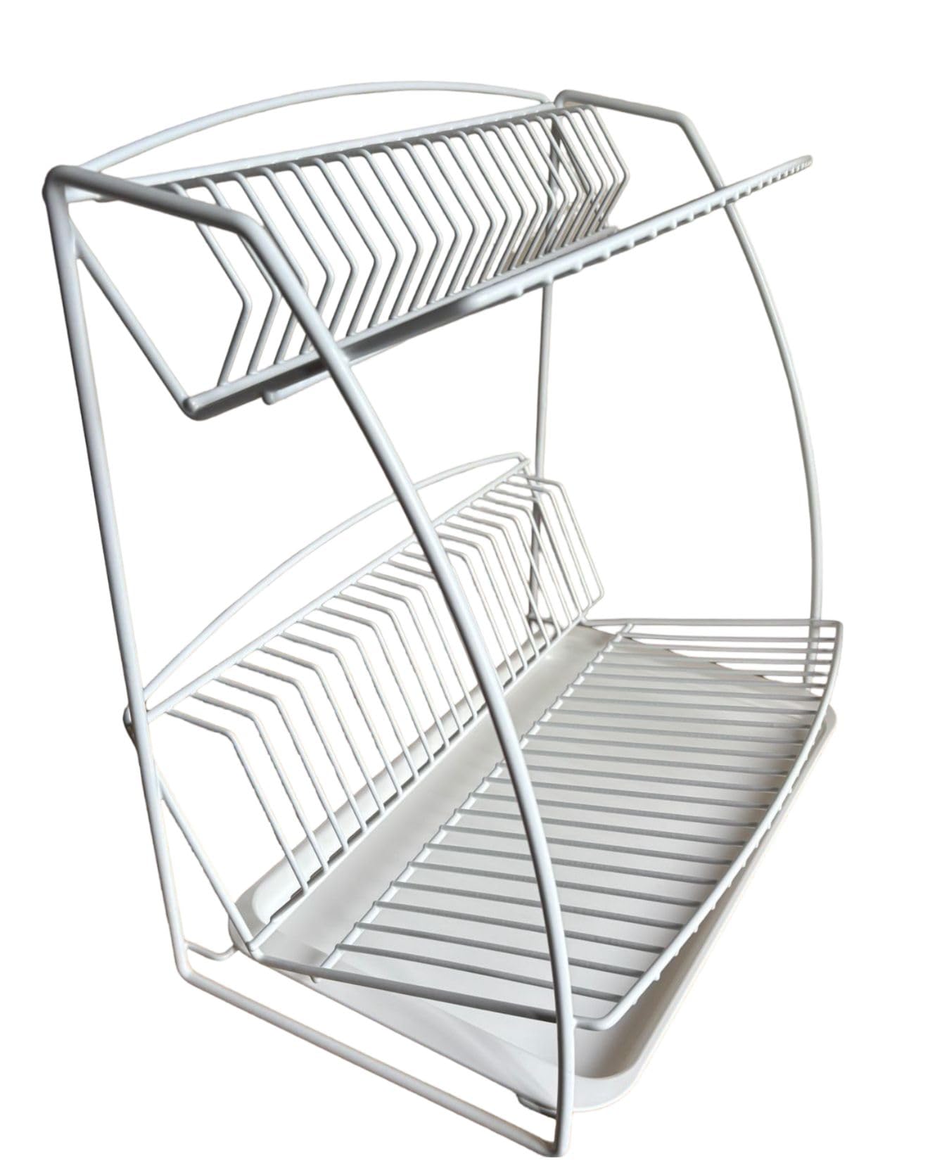 Delfinware White Space Saving Multi Level Dish Drainer With Drip Tray (, Two Tier)