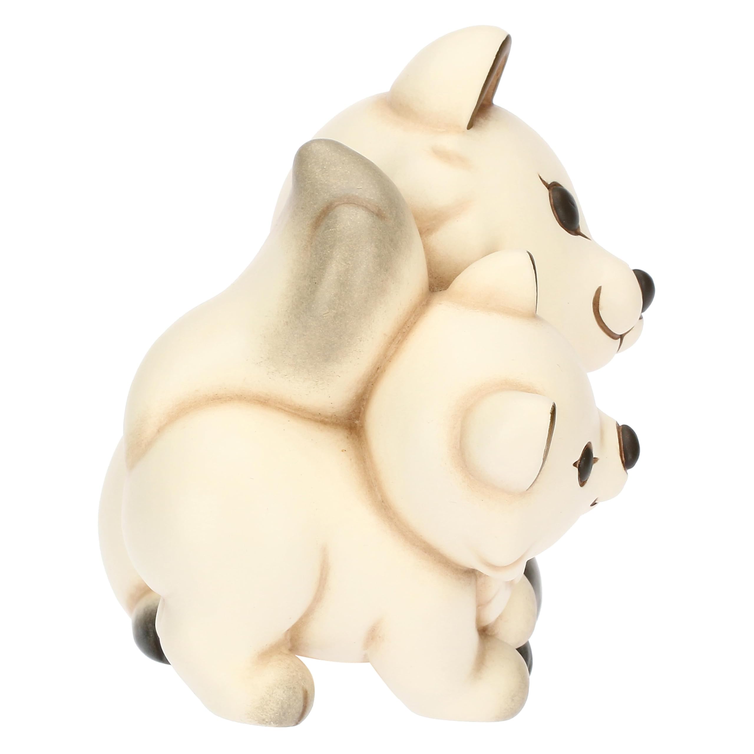THUN, Zorro Blanco Perla con su Madre de cerámica, versión Grande, colección de Invierno Encantado, Figuras coleccionables, Idea de Regalo para Navidad, 12,9 x 9,9 x 11,6 cm