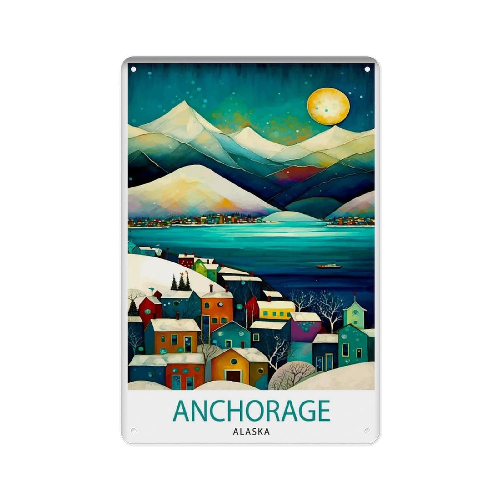 peiyeety Metal Tin Sign Alaska Journey, Alaska Wall Decor Journey Poster, Alaska Art, Alaska, Alaska 8 X 12 Inch