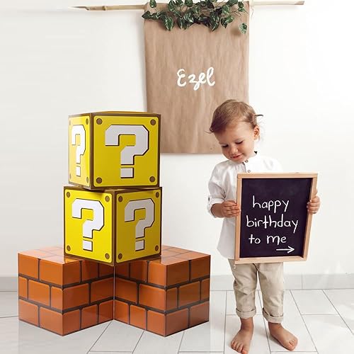 Miniatura 5 de SUYEPER 4 cajas grandes para fiesta de cumpleaños, cajas de preguntas y cajas de ladrillo, cajas de regalos de fiesta de juegos de fiesta (11.8 x