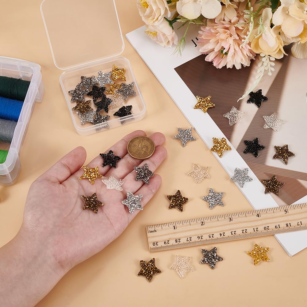 12 Stück Pentagramm Aufnäher Mit Leopardenmuster - Glitzernde Strass-Sterne Zum Aufbügeln