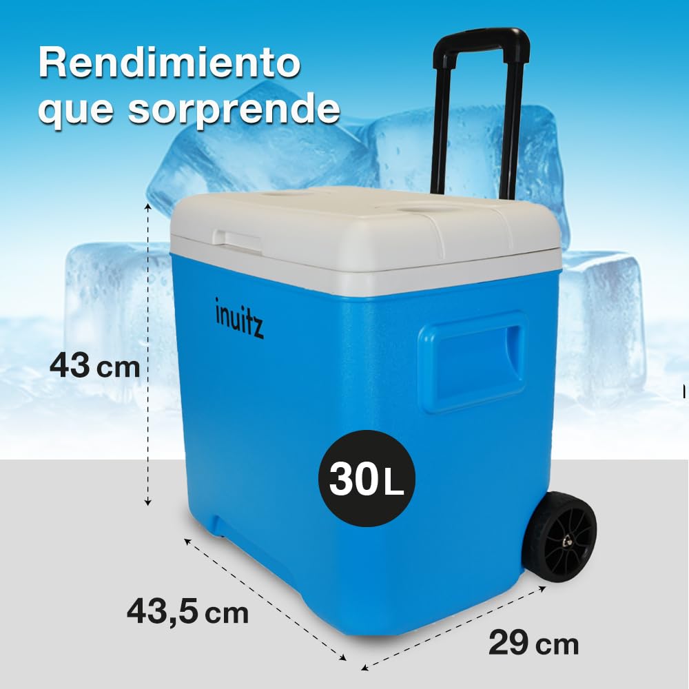 Nevera con Ruedas 30L Portátil – Mantiene Frío por Horas, Resistente y Cómoda de Transportar Playa, Camping y Picnic – Nevera de Playa, Nevera Portátil