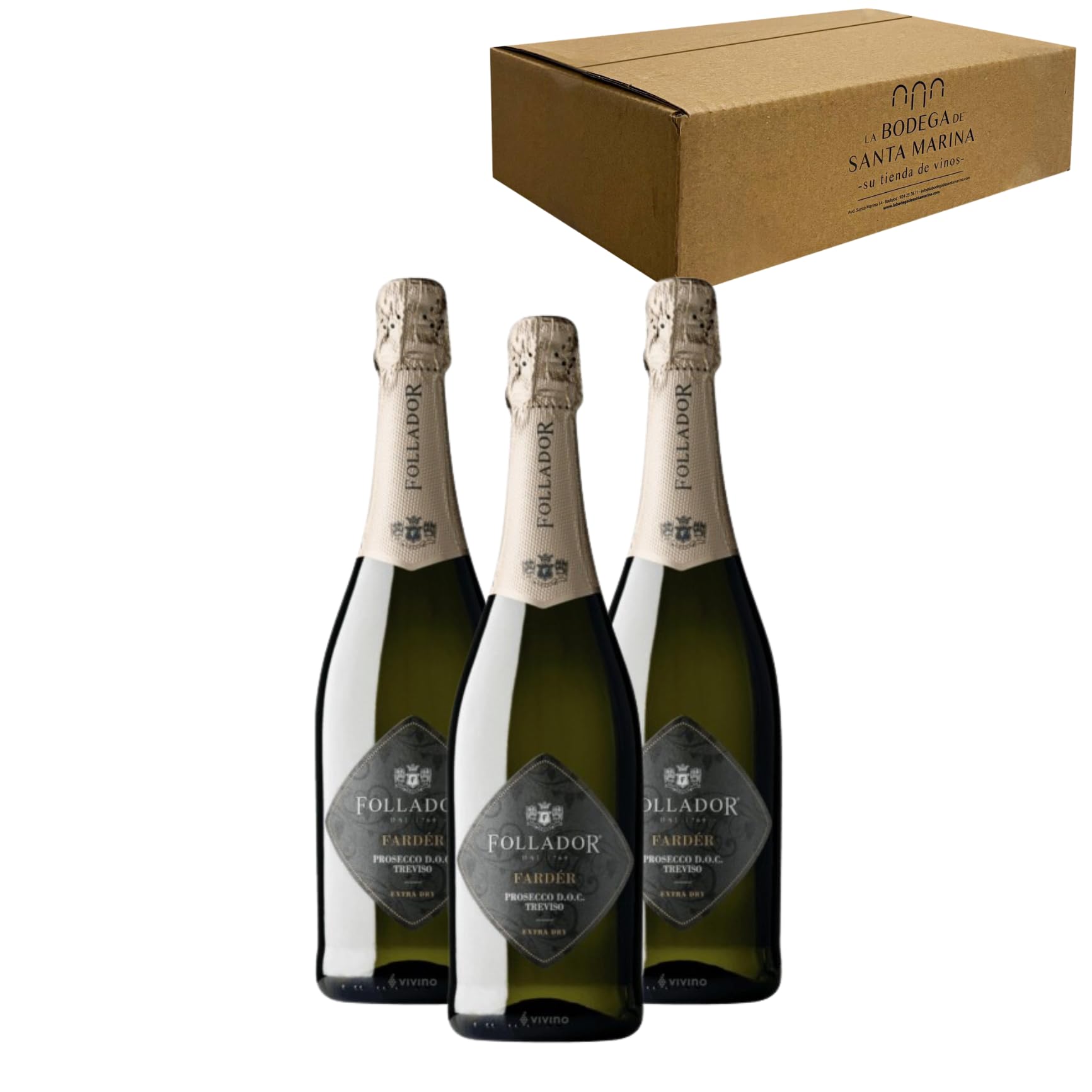 Follador Fárder Prosecco - Para Disfrutar en Celebraciones y con los Tuyos - Pack 3 Botellas 75cl