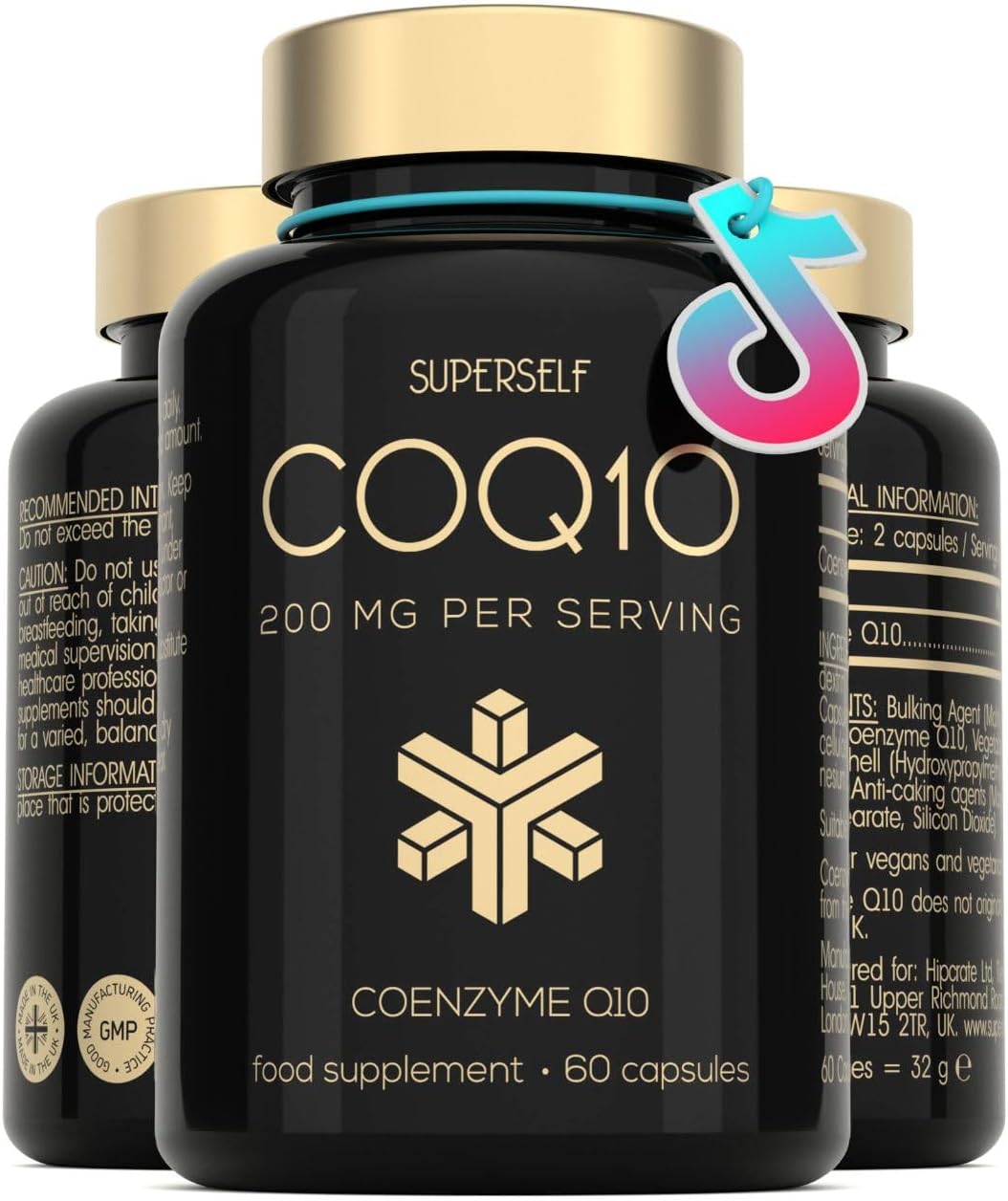 CoQ10 Supplement – Coenzyme Q10 High Strength 200mg – 60 Capsules – Vegan Naturally Fermented Ubiquinone – Co Enzyme CQ10 High Absorption – UK Made