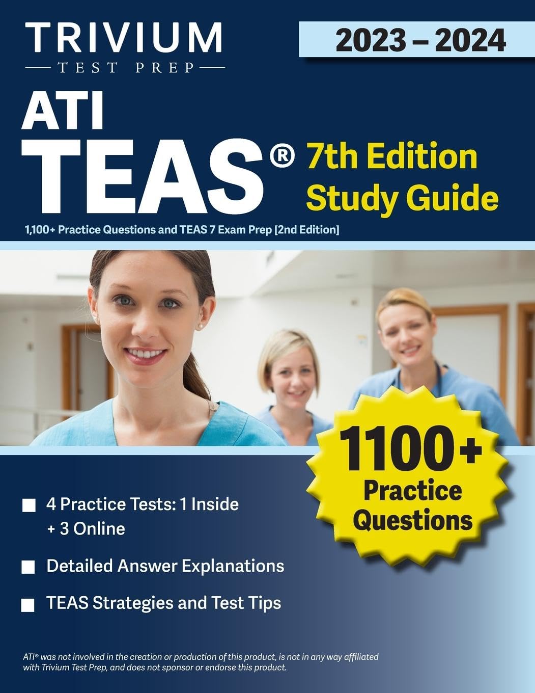 ATI TEAS 7th Edition 2023-2024 Study Guide: 1,100+ Practice Questions and TEAS 7 Exam Prep [2n