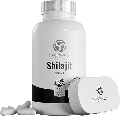 Shilajit Cápsulas de 500 mg 120 píldoras vegetarianas Suplemento original de extracto de ácido fúlvico Apoya la producción de energía y la función