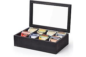 Alsonerbay Wood Tea Chest with 8 Compartments - Tea Organizer and Storage