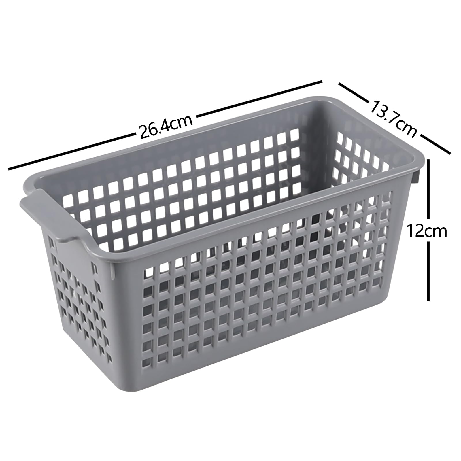 Julyeen 6 Pack Plastic Slim Storage Baskets, Pencil Holder for Desk Drawer Organizer Basket (Grey) - Image 2