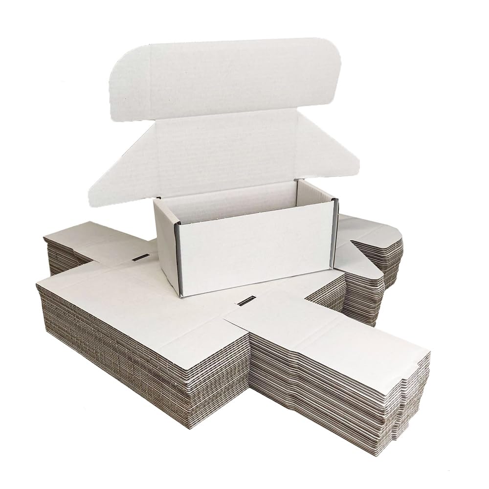 MEG4TEC Pack of 20 White Boxes 8x4x4 Inches, 20 x 10 x 10cm, Corrugated Cardboard Shipping Box - Postal Mailing Gift Packet Small Parcel