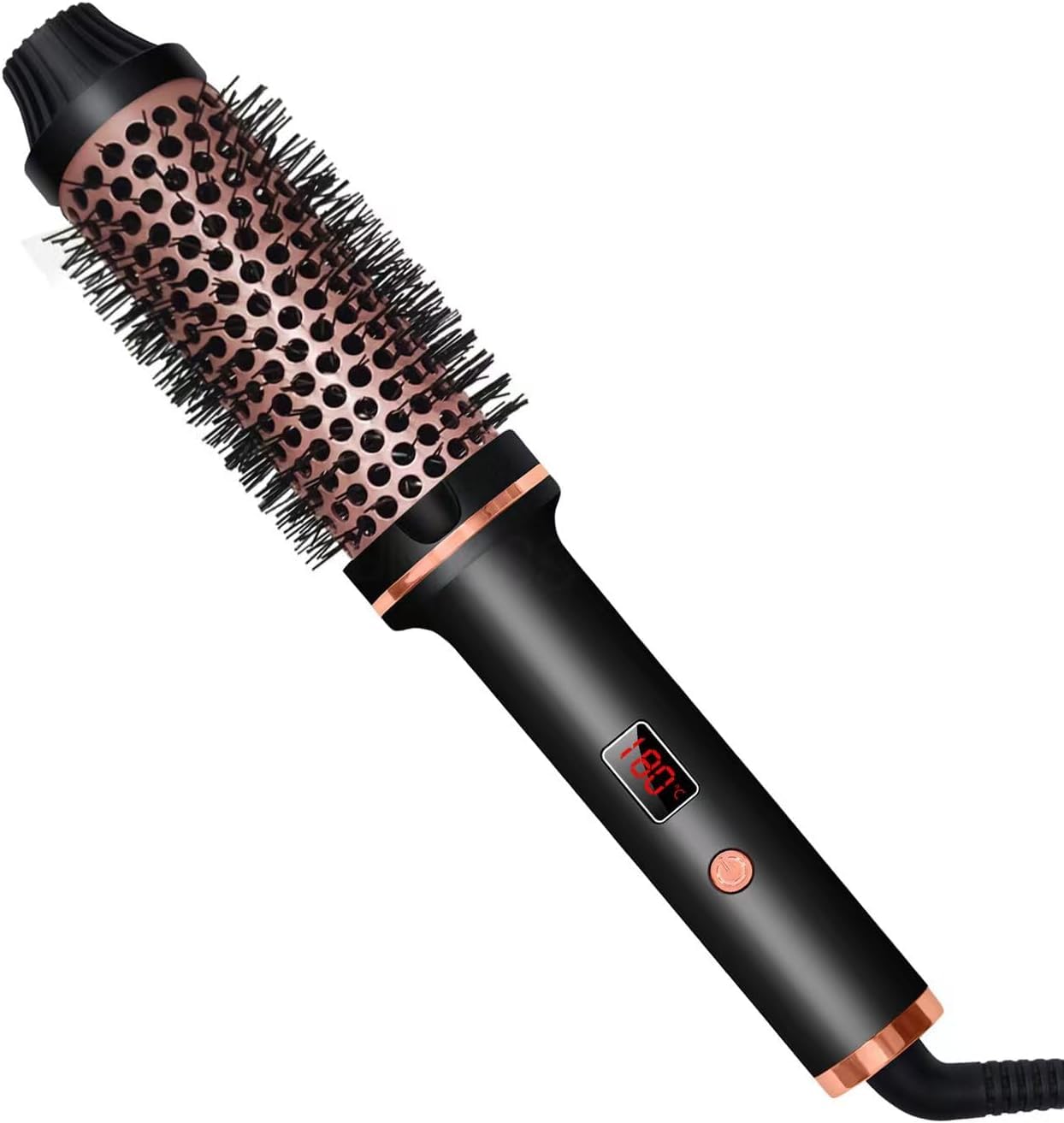 Bstfire Hot Round Brush 1.5" - Dual PTC Heated - Negative Ion Technology for Curly & Straightening Hair - 3-in-1 Curling & Blowout Brush (Pink)