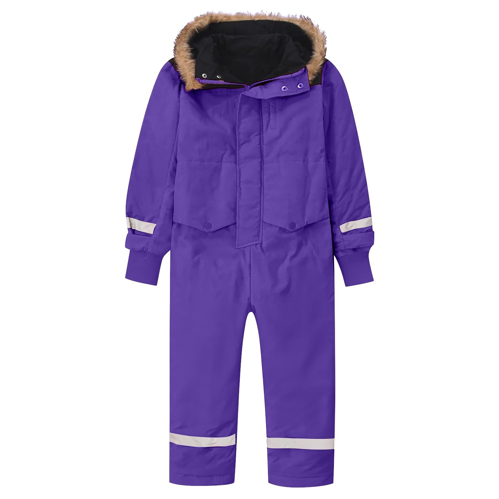 Generisch Traje de nieve para niños y niñas, chaqueta de forro polar de 2 piezas, chaqueta con capucha extraíble, pantalón con tirantes, cortavientos, transpirable, chaqueta de forro polar, cierre de