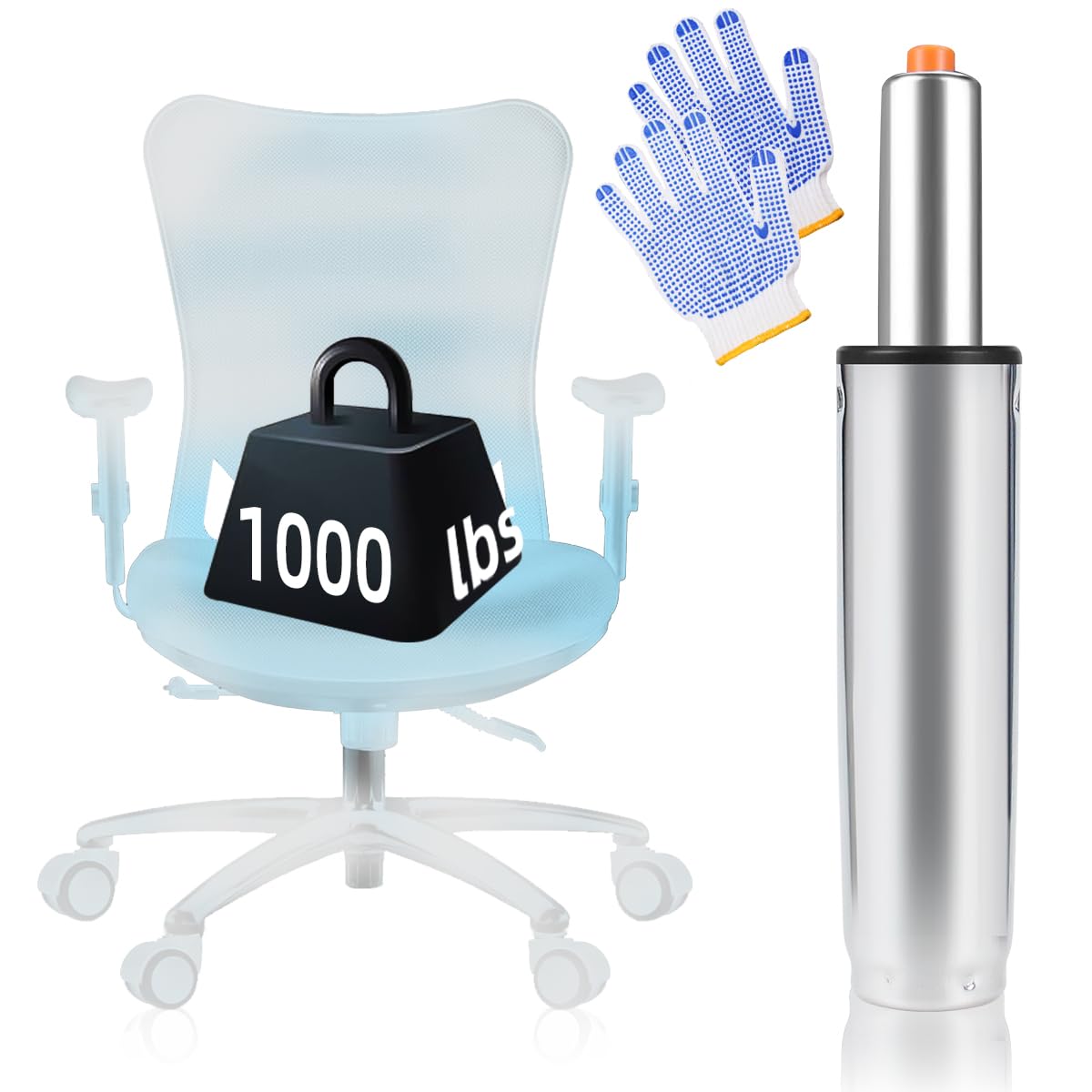 PROFECTUS Office Chair Cylinder Replacement – Class 4 Heavy Duty Gas Lift Piston, 1000 lbs Support, 5.5" Height Adjustable, Silent 360° Rotation,