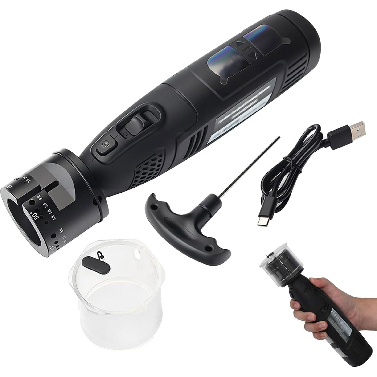 Afilador de electrodos de tungsteno eléctrico de mano, amoladora de varilla TIG recargable con velocidad ajustable, ángulos preestablecidos de 15°-50°, amoladora de electrodos de tungsteno