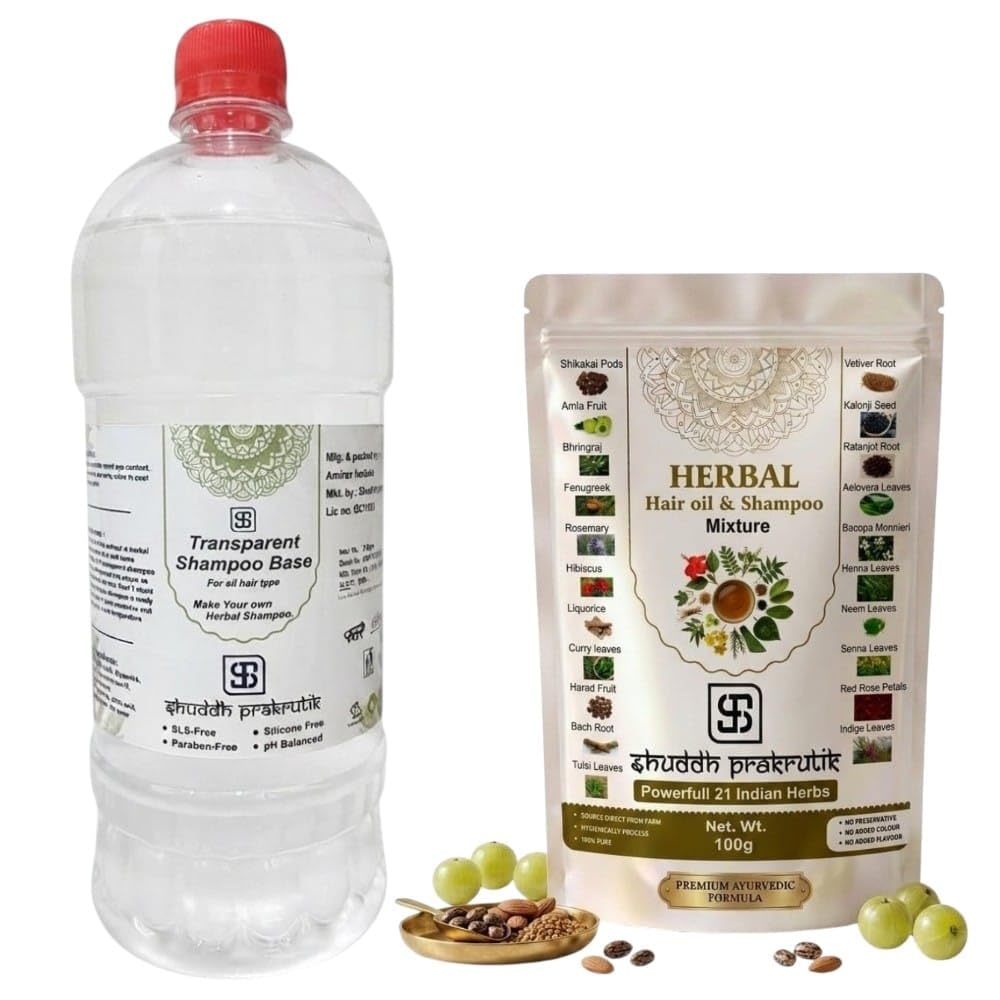 Milky Shampoo Base with Herbal Hair Oil & Shampoo Mixture, Sulfate-Free, Paraben-Free, Silicone-Free, 21 Indian Herbs (Transprant Base + Mixture)-image-9