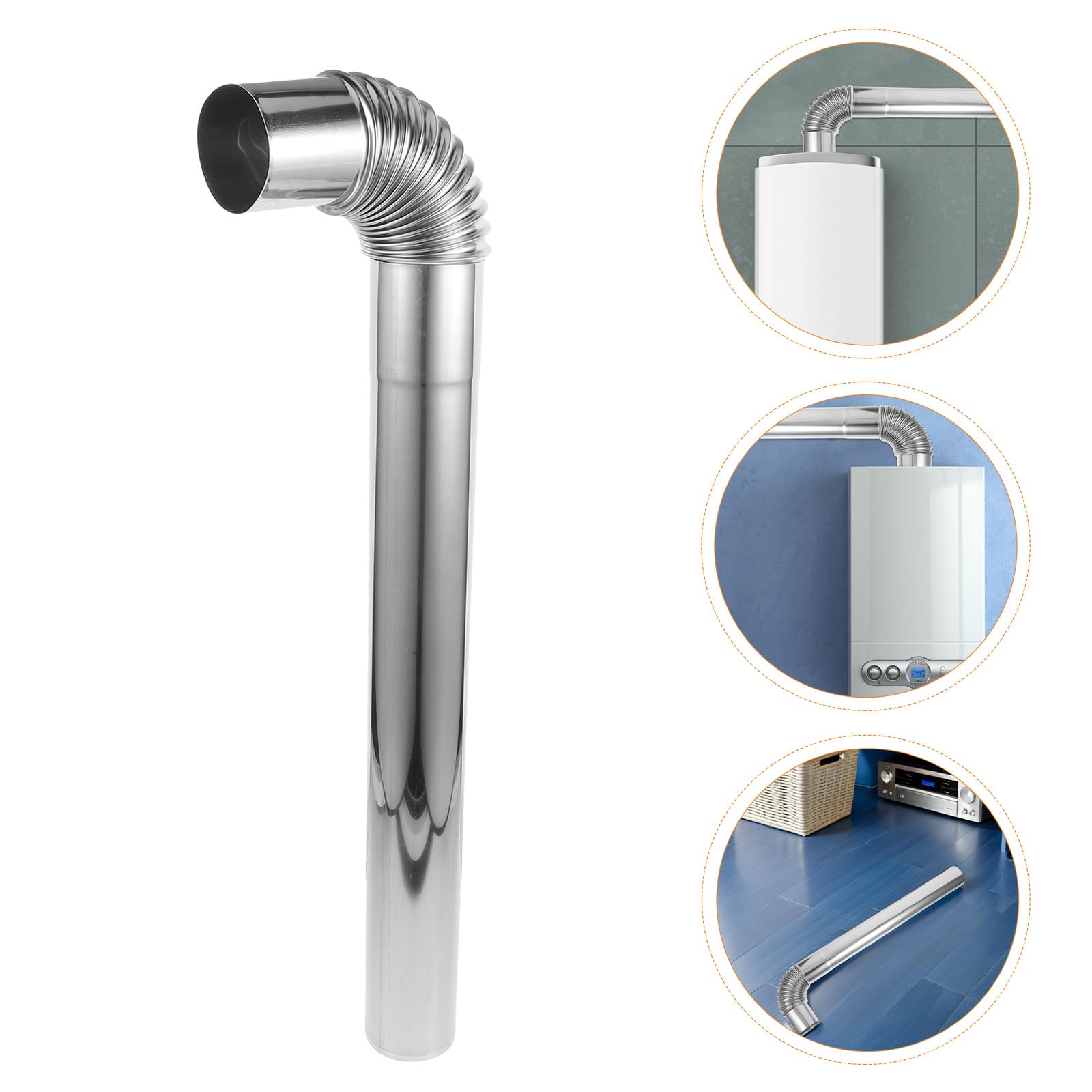 4 pezzi Kit Tubo Fumario in Acciaio con Gomiti Tubo Resistente per Legna e Caldaie Estensione Fumi per Uso Interno Cucina