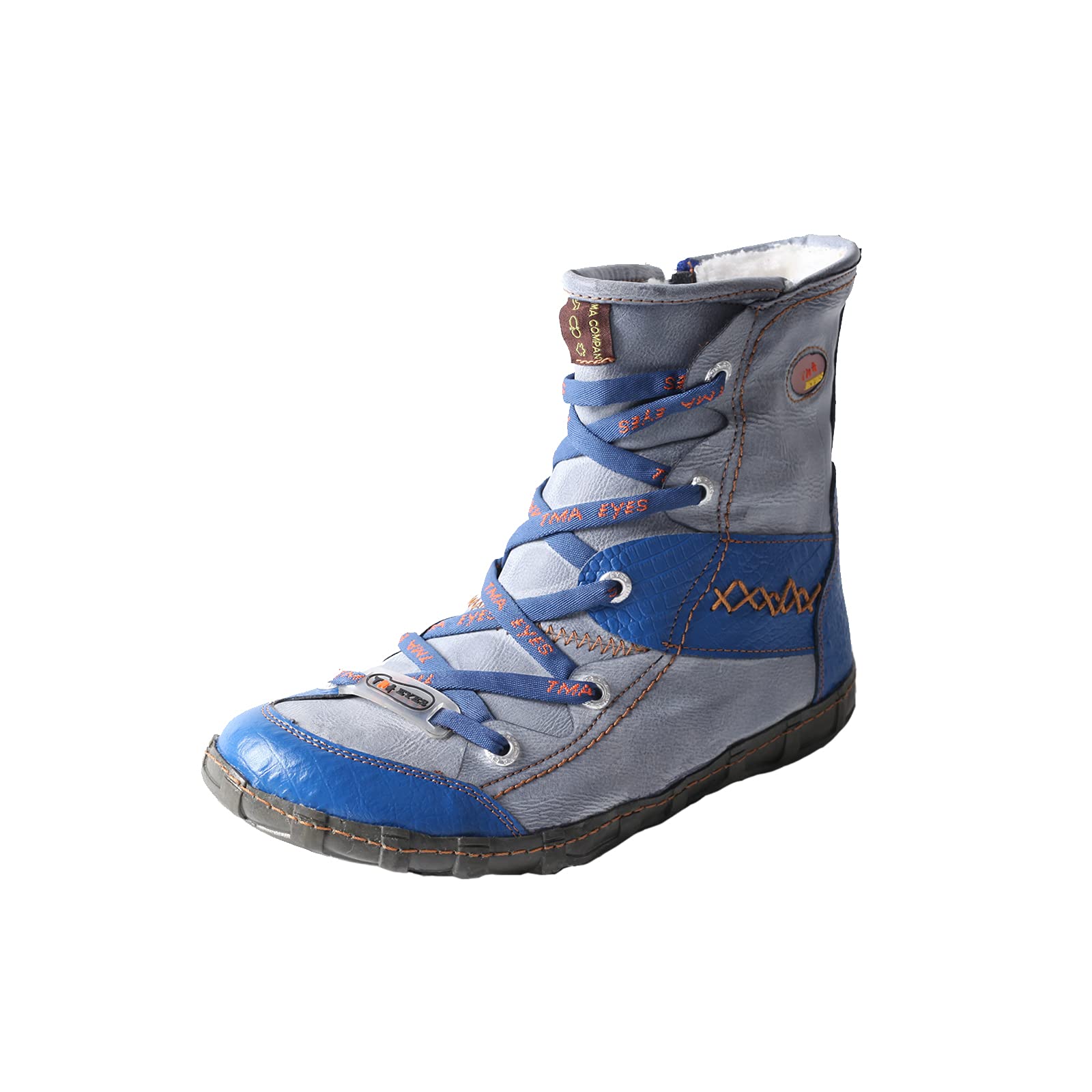 TMA EYES Costura de Mano Empalmada botas Femeninas de Invierno de Fondo Plano