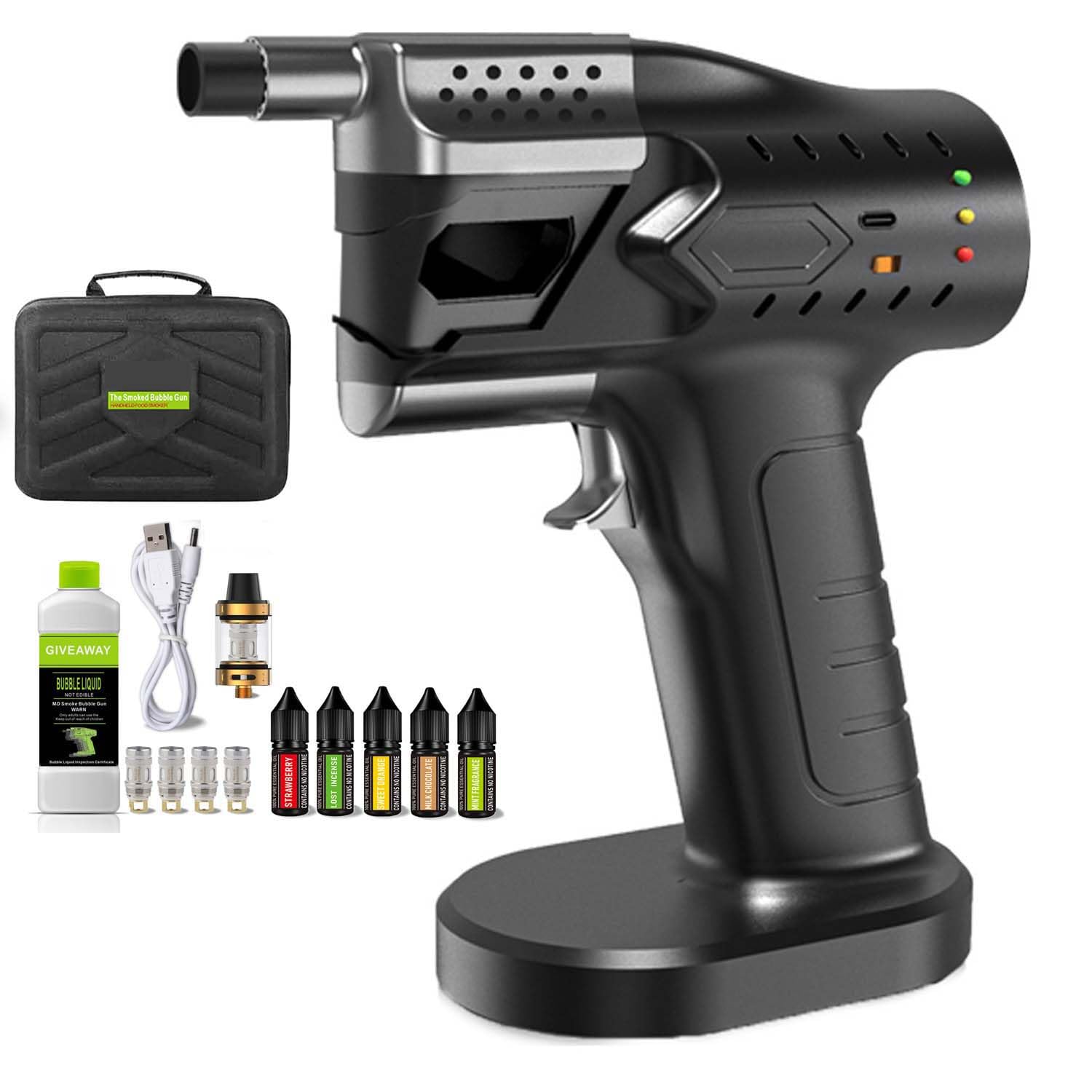 Handheld Portable Smoke Bubble Gun, Bartending Maker, DIY Tools for Classy, for Classy, Food, Cocktails, Meat, Drinks, with Bubble Liquid & Essential Oil(350ml 1)