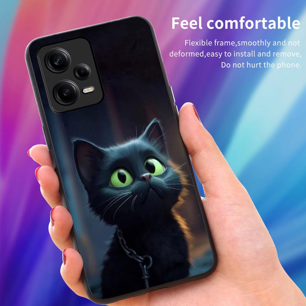 Custodia Per Xiaomi Redmi Note 12 Pro 5G Con Simpatico Gatto Grassottello - Cover Sottile In TPU E Vetro Temperato, Antiurto E Morbida