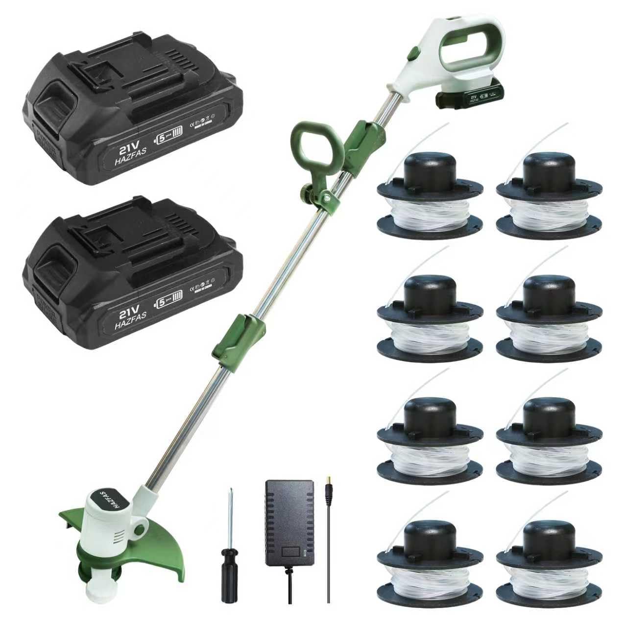 Decespugliatore senza fili, pieghevole, con batterie, bianco