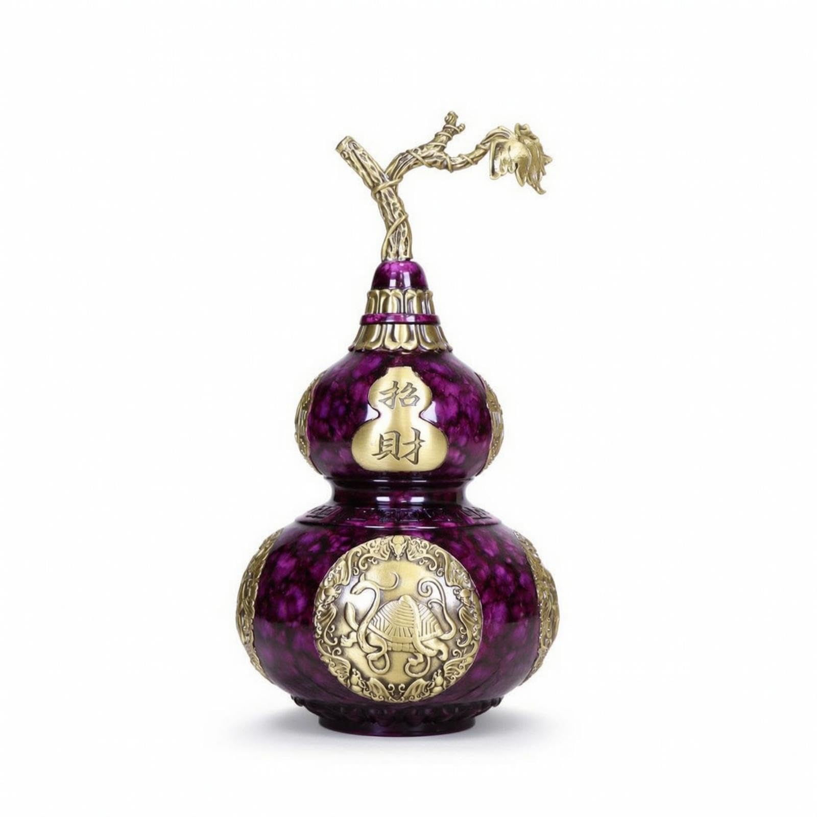 Gourd Ornament with Leaf Marbled Brass Gourd Gold-Toned Table Ornament for Collectors, Display Shelf, Entryway No 3-image-20