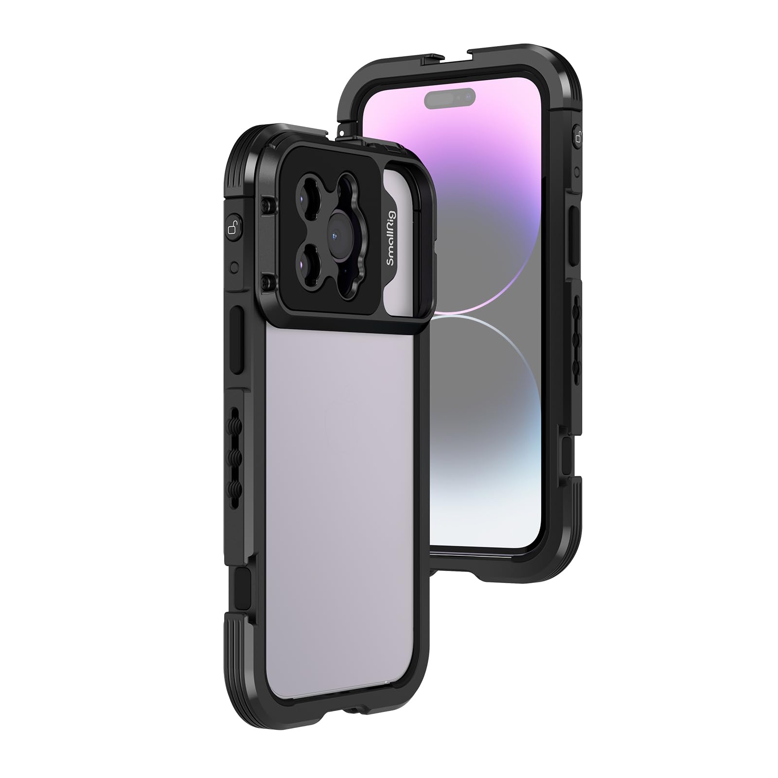 SmallRig Video Rig Cage for iPhone 14 Pro Max with Dual Cold Shoes,Aluminum Mobile Phone Cage,Smartphone Video Rig Cage for Filmmaking/Videography/Live Streaming/Vlog- 4077, Black-image-28