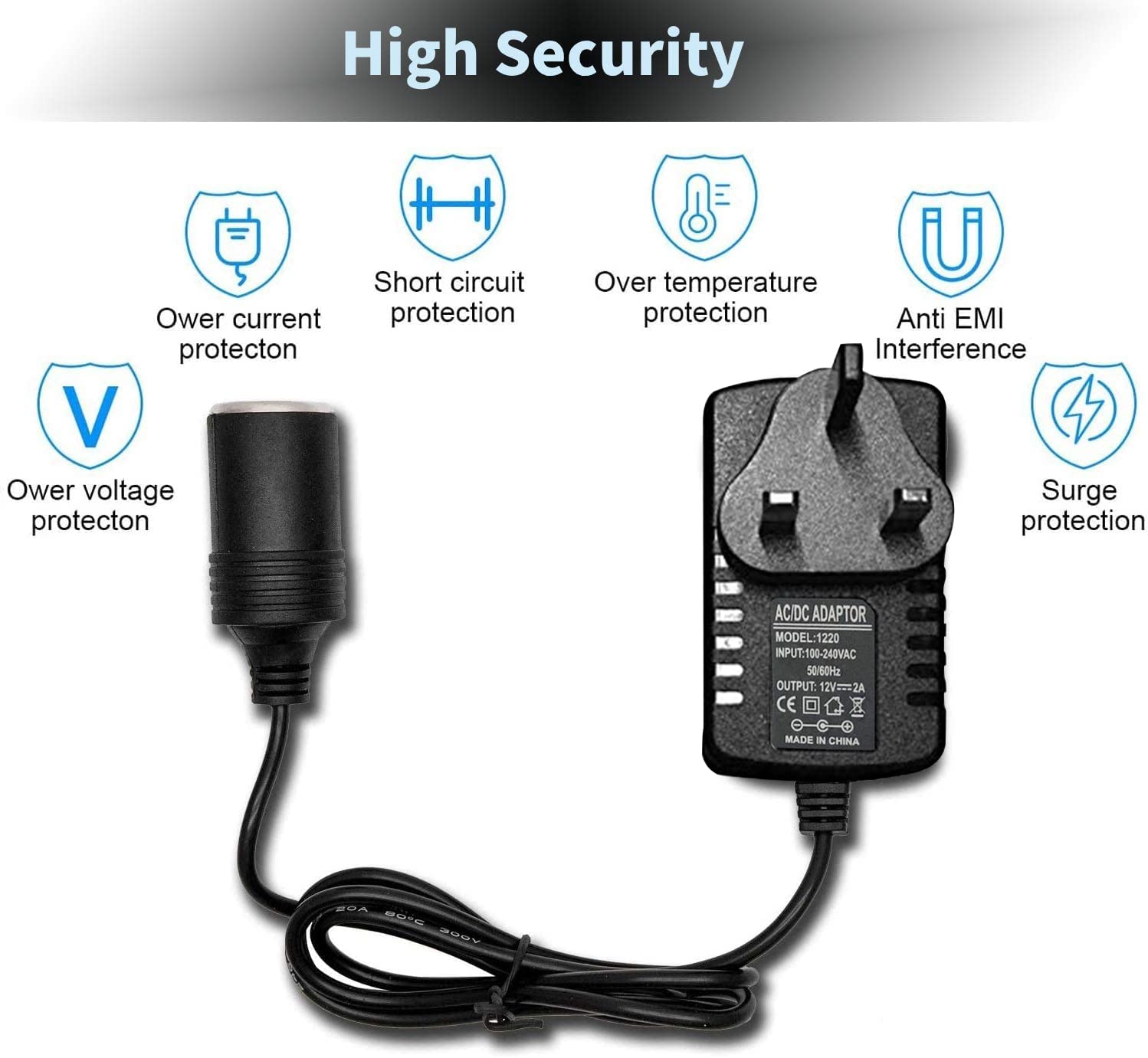 Car Power Inverters, Car Plug Adapter 240V 2A AC Mains to 12V DC Car Converter UK Plug Cigarette Lighter Household Socket Voltage Converter Power Adapter — view 2