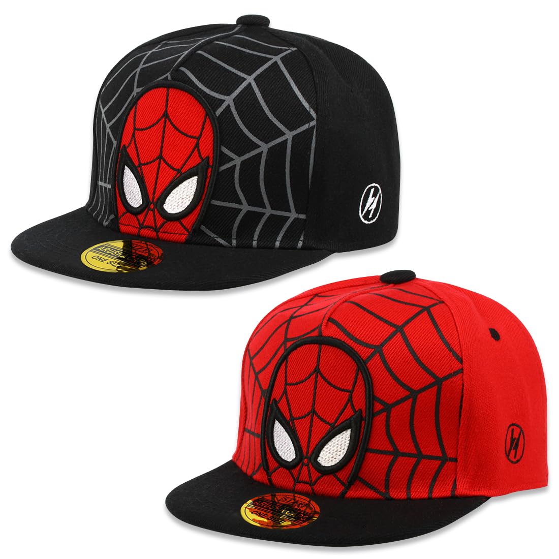 2 Stück Kinder Caps Jungen, Cartoon Cap, Spider Baseball Cap, Basecap Jungen, Snapback Cap, Schildkappe Kinder Alter 2-8 Jahre