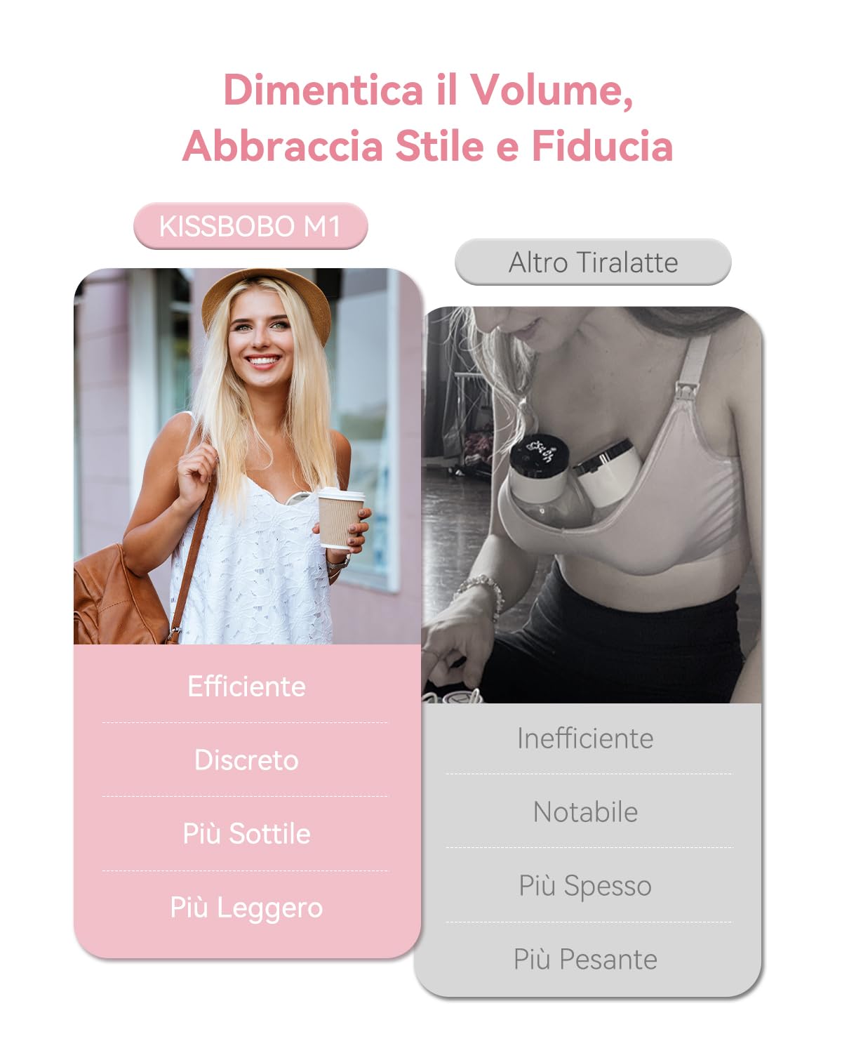 Tiralatte elettrico, 4 modalità e 19 livelli, 320 mmHg, potente aspirazione elettrica a mani libere, pompa per latte elettrica senza dolore, portatile, bianco 1 pezzo