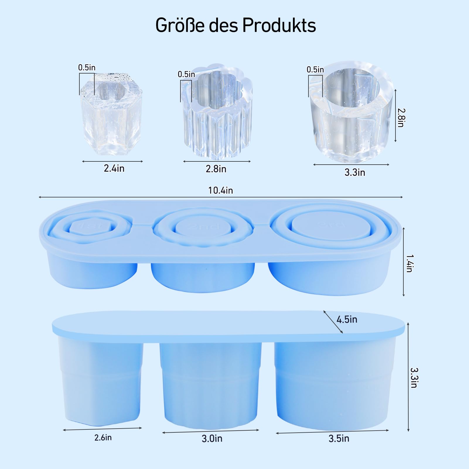 YYAQZD Bac à Glaçons Silicone Pour Tasse Stanley – 3 Gros Cylindres Creux – Avec Couvercle – Violet – Compatible 20-40 Oz, Sans BPA