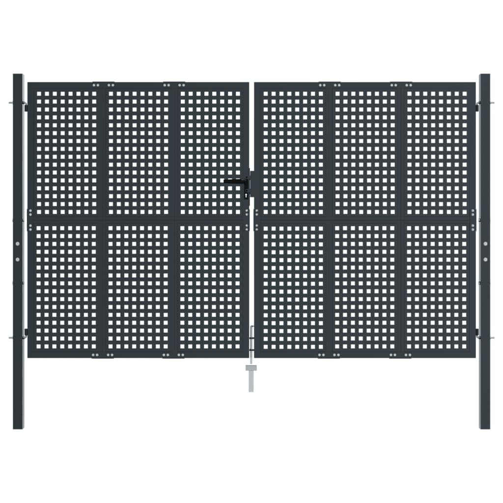 Festnight Puerta de Jardín Doble 300 x 225 cm, Puerta para Valla con Sistema de Cerradura, Cancela de Valla, Negro