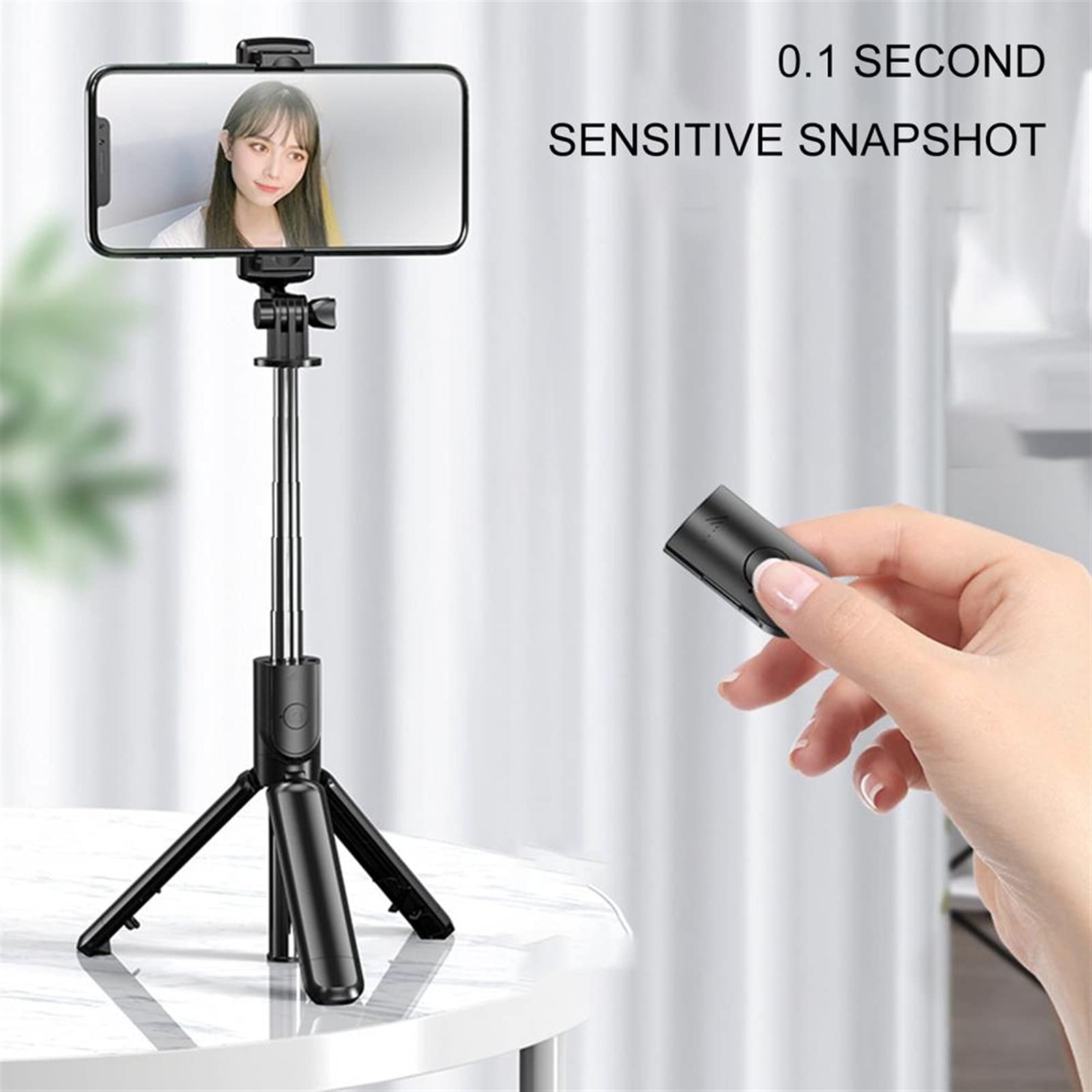 SCRUBY Portatile Senza Fili Bluetooth Selfie Stick Pieghevole Mini Treppiede Otturatore Telecomando Durevole Leggero
