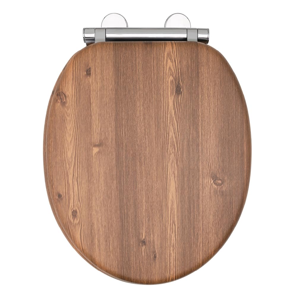 Aqualona Teak Toilet Seat Aqualona® Premium Soft Close Toilet Seat - Moulded Wood - Stainless Steel Slow Close Hinges - Click, Lift & Clean Technology - Contemporary Design - Durable (Teak Toilet Seat)