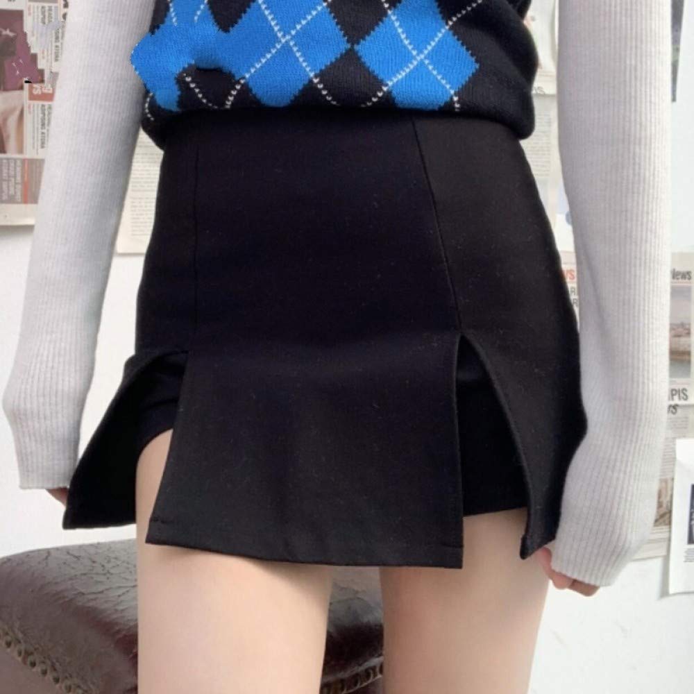 Falda Mujer Mini,Falda Acampanada De Cintura Alta Patinadora con Doble División Verano Sexy Punk Goth Lápiz Bodycon Falda Corta con Cremallera para Niñas Señoras En La Playa Fecha De Vacaciones