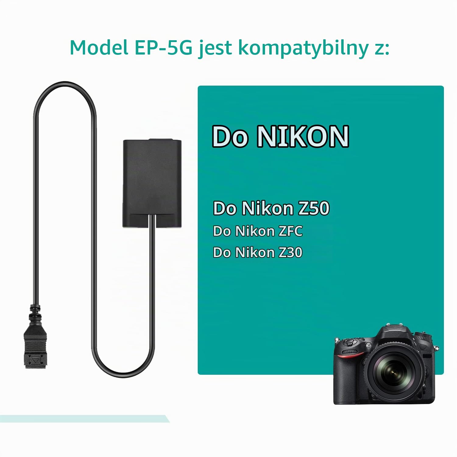 EH-5/EH-5A AC Power Adapter Kit EN-EL25 Dummy akumulator EP-5G DC łącznik do aparatu Nikon Z50 ZFC Z30