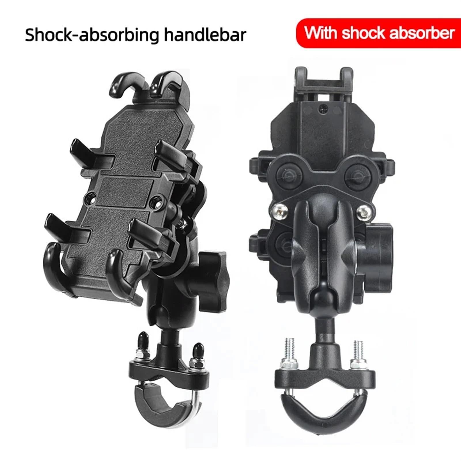 Support Guidonavec Avec Support Téléphone Portable Moto Vélo Avec Amortisseur Chocs Support Tige Fourche Guidon Clip GPS Support Téléphone Portable Antichoc 4.7 À 7.1 Pouces Support Telephone Velo(Sho