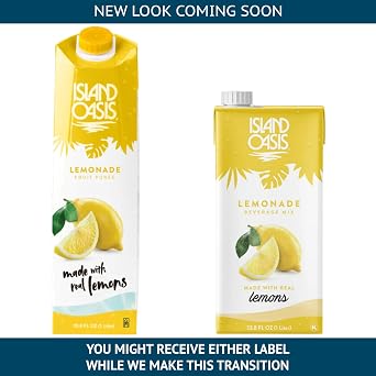 Island Oasis Lemonade Aseptic Mix, 1.0 Liter | Made with Real Lemon - Perfect for Lemonades, Cocktails & Mocktails