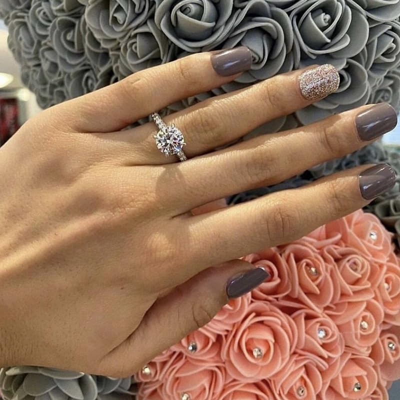 LIOYSIUT Platinum Plated Simulated Diamond Engagement Rings Set Princess Wedding Rings for Women Brilliant Cubic Zirconia Big Engagement Bridal Sets 925 Sterling Silver Promise Rings Set Size 73
