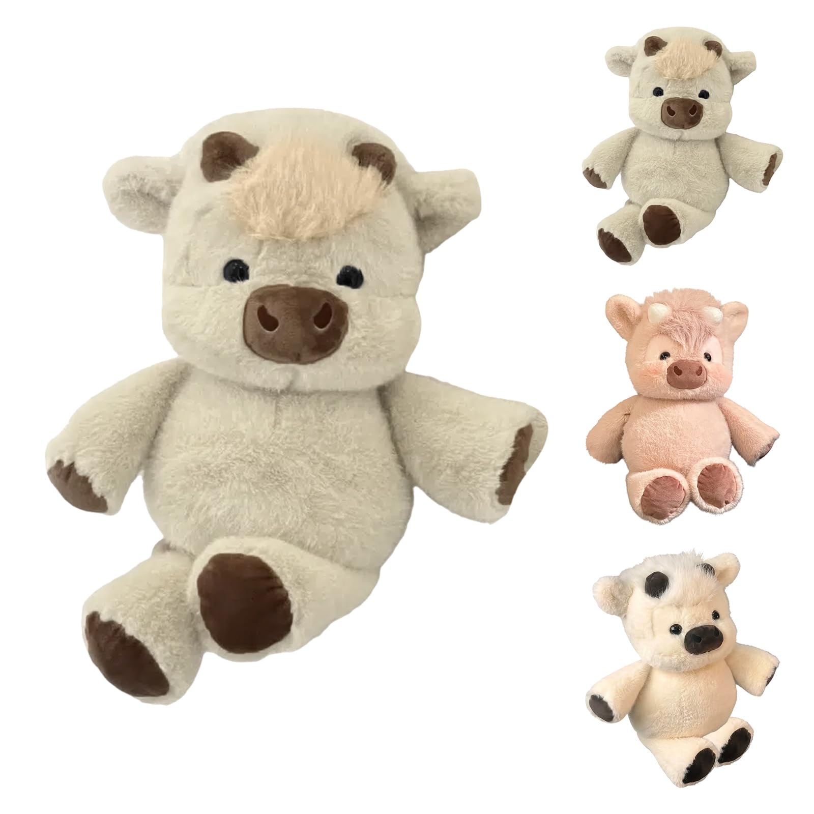 Highland Cow Plush, Soft Teddy Stuffed Animal, Adorable Furry Running Cow Toy for Stress Relief, Emotional Support Plushie Gift for Adults (Pink) — view 9