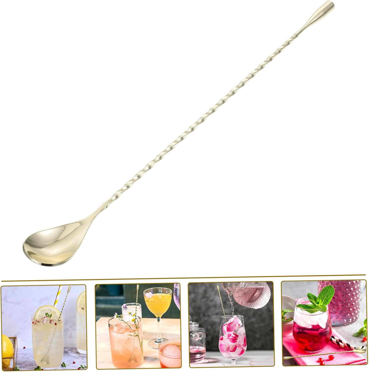 Cabilock Stainless Steel Cocktail Mixing Spoon Long Bar Stirring Stick Spiral Design for Bartending for Muddling and Mixing Drinks for Home Bars and Parties