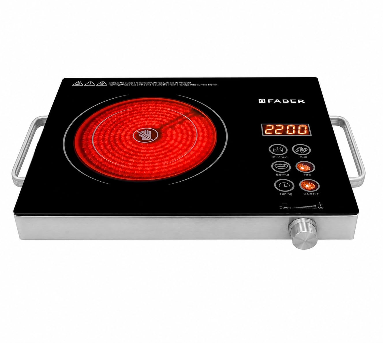 Faber 2200W Infrared Cooktop Stove| High Gloss Glass Finish| Digital Display| 4 Preset Cooking Modes| Touch Control| SS Finish | Infrared Hot Plate| FIP EMBER PLUSS 22 INFRARED SS-image-48