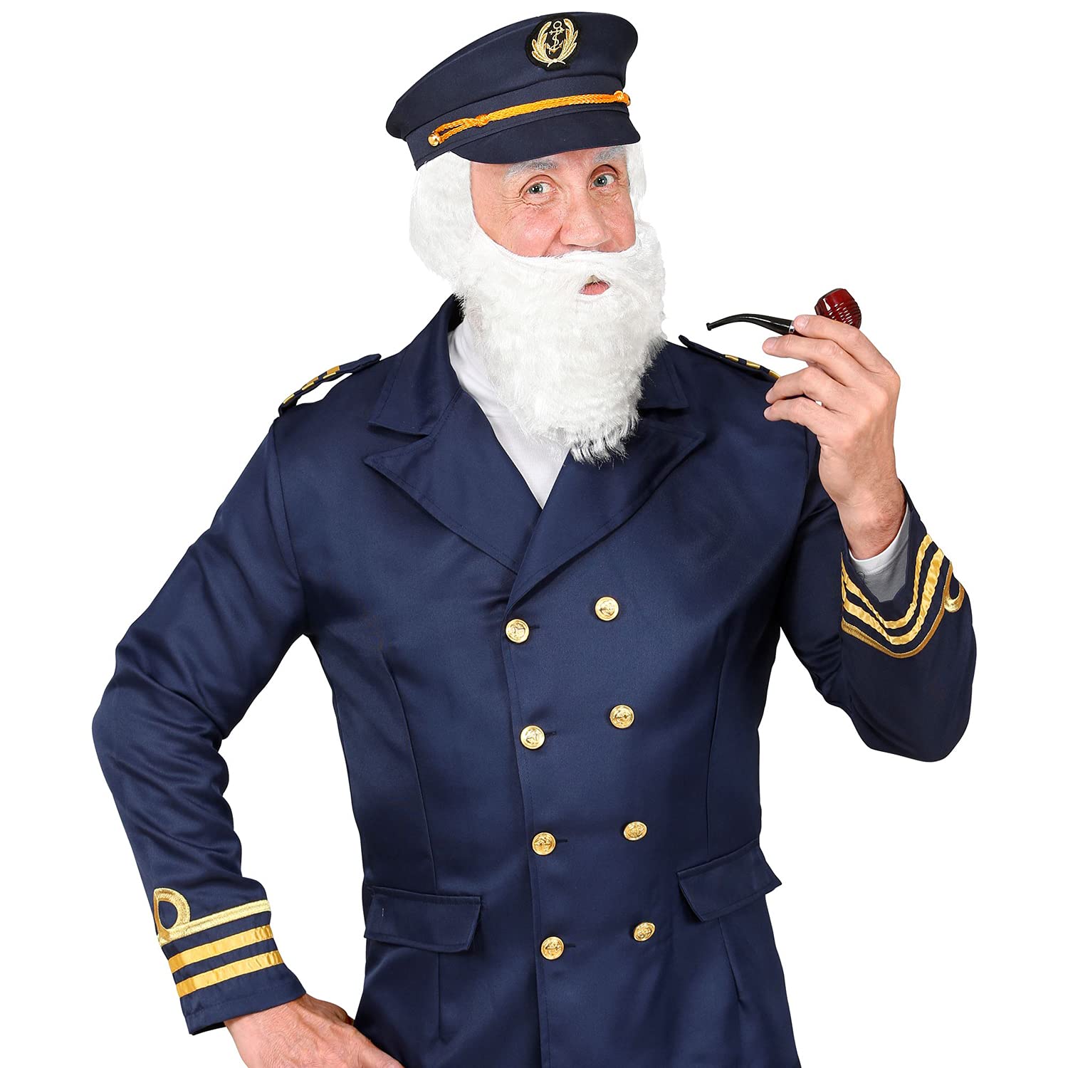 Widmann 68544 Fancy Dress Set Captain, Hat, Beard and Whistle, Navy Captain, Carnival, Theme Party, Multicoloured - Image 3