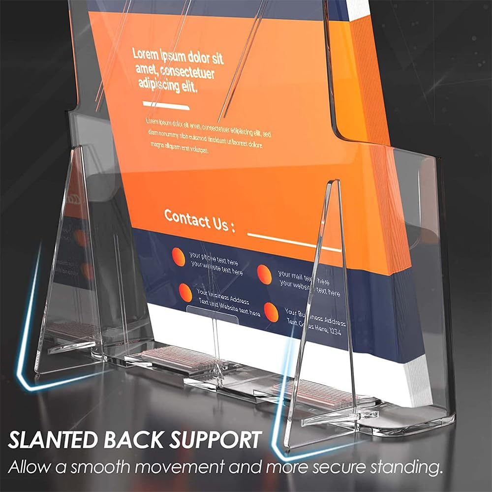 2 Porta Folletos de Acrílico Transparente A4 para Pared o Mesa – Soporte para Folletos, Menú, Revistas, Panfletos y Volantes