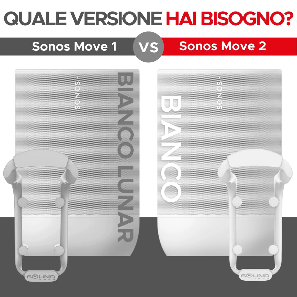 Sound bass staffa da parete per altoparlante Move, resistente alle intemperie, compatibile con Sonos Move e Move 2, con accessori di montaggio inclusi (Move 2 - Bianco)