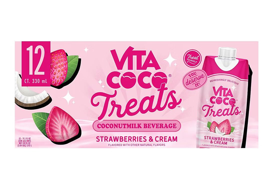 Vita Coco Treats Coconutmilk Beverage Strawberries & Cream., 0.92 Fl Oz (Pack of 12)
