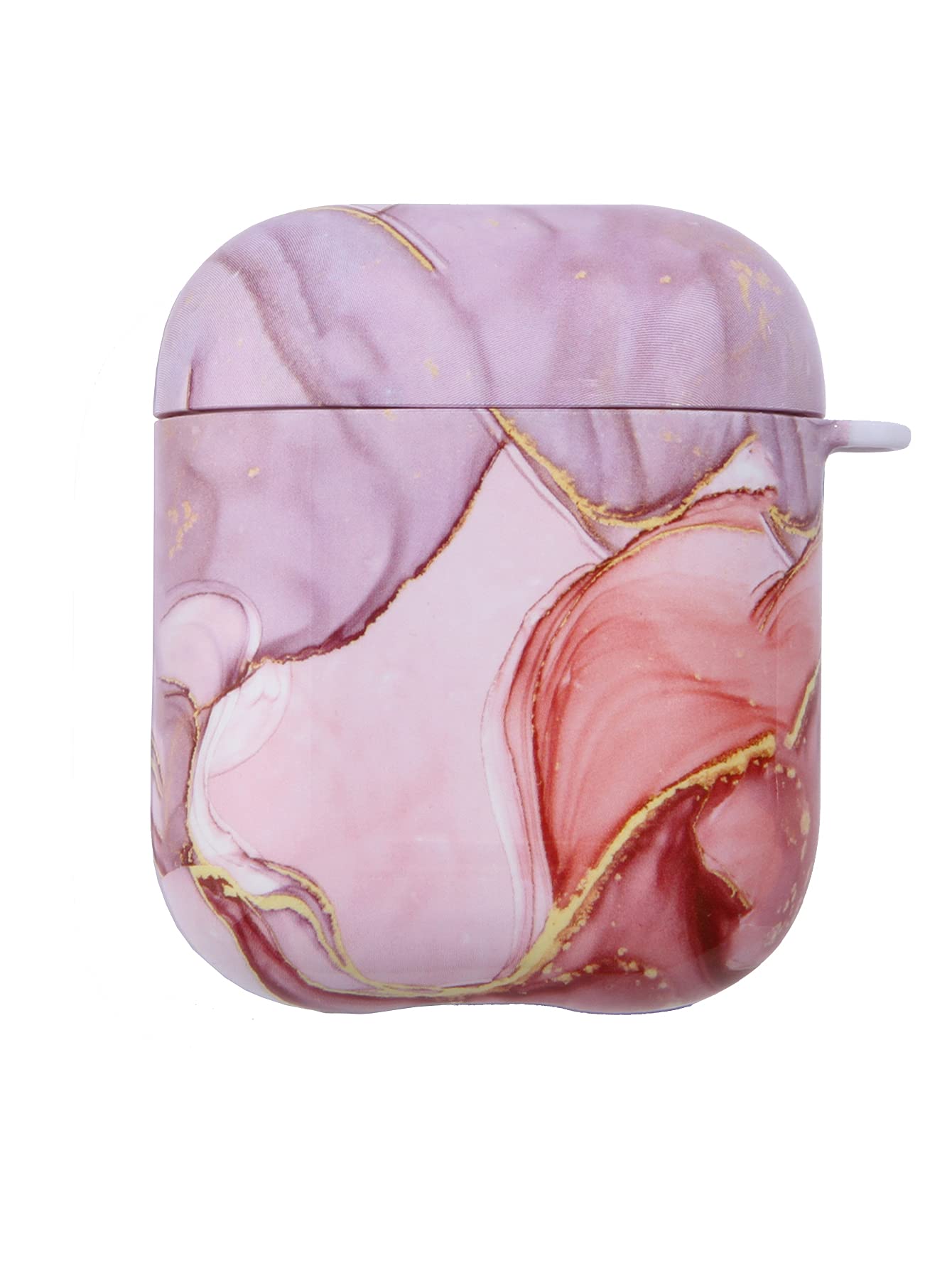 MVYNO2 PART cover compatible with ONLY APPLE Airpods 1 2 | Comes in 2 parts - Top and bottom seperate | Innovative Protective Case (Silicone, Hard, Marble Pink)