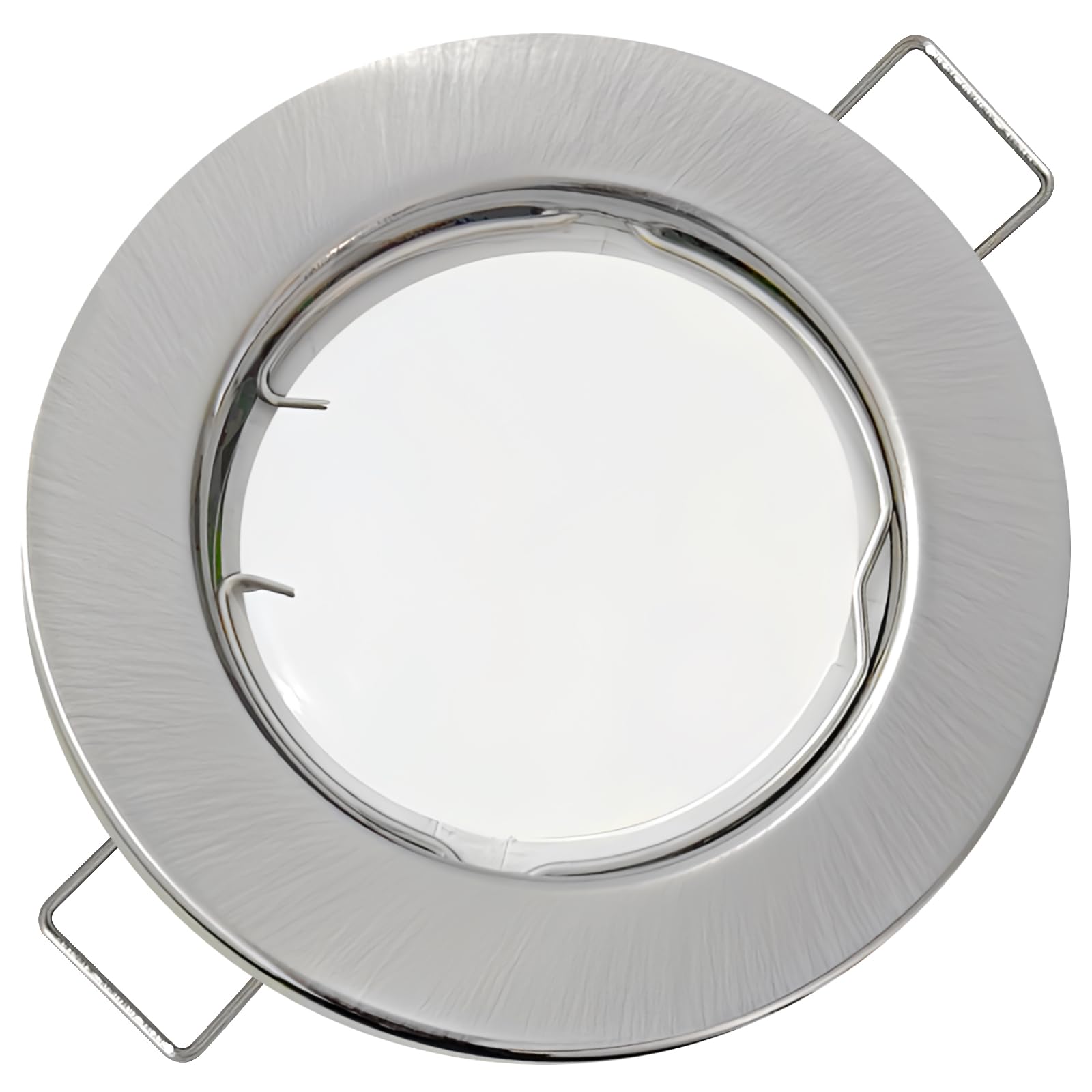 10er Set Flache Milchglas SMD LED Modul Einbauleuchten | Farbe Edelstahl gebürstet | 5W | 230V | Starr | 4000k | LED Spot für die Decke bei wenig Einbautiefe | Wohnzimmer | Küche | Schlafzimmer | Flur