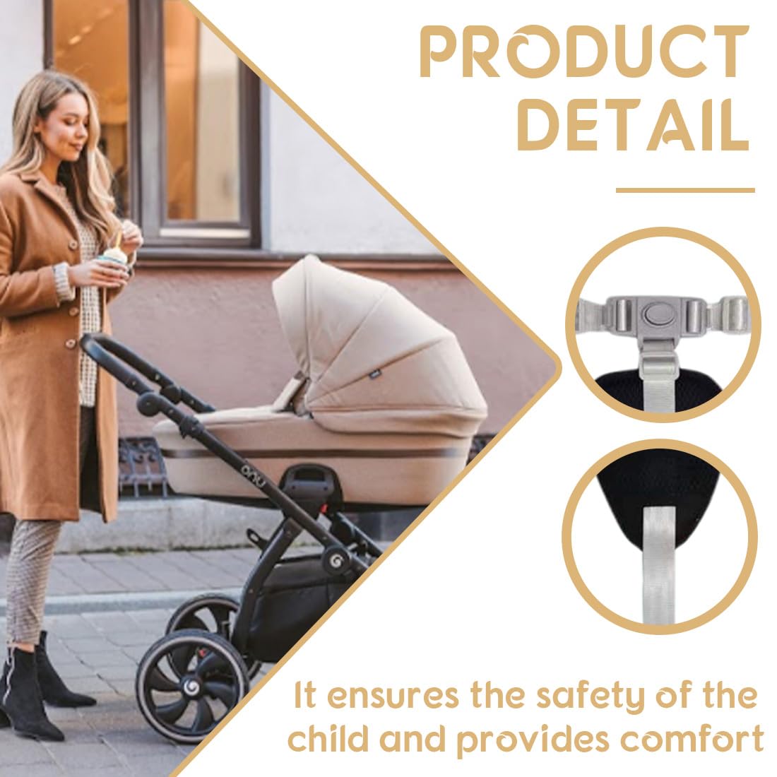 Cinture Passeggino Universali, Cintura di Sicurezza per Bambini Imbracatura per Seggiolone a 3 Punti Regolabile Seggiolino Cinghie Passeggini Anticaduta Adatta per Seggioloni Auto Carrozzine